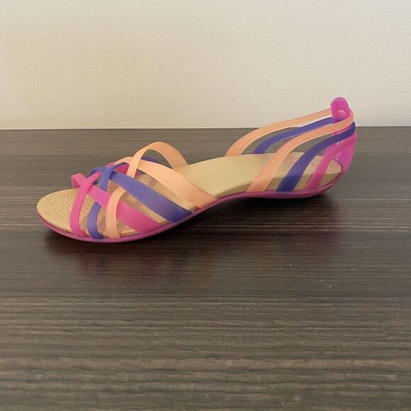 CROCS Huarache ladies Orange & Pink Jelly Open Toe Sandals Women 8 Resort Beach - Picture 10 of 12